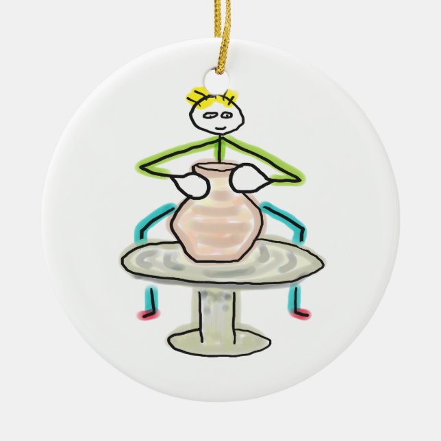 Töpfern Stickman Keramik Ornament (Vorne)