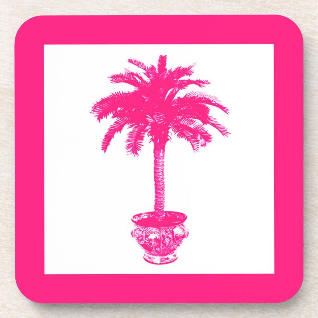 Topfpalme - fuchsienrosa und weiß untersetzer (Vorderseite)