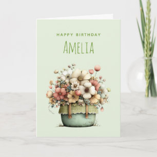 Topfpflanzen Cozy Shabby Stil Süßer Geburtstag Karte
