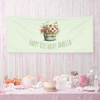 Topfpflanzen Geburtstag Cozy Shabby Cute Banner