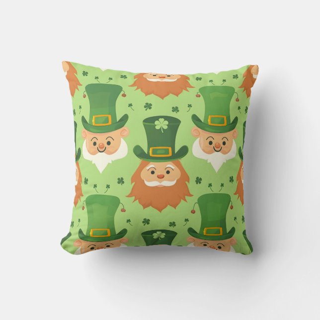 Tophat Leprechaun Muster Kissen (Vorderseite)