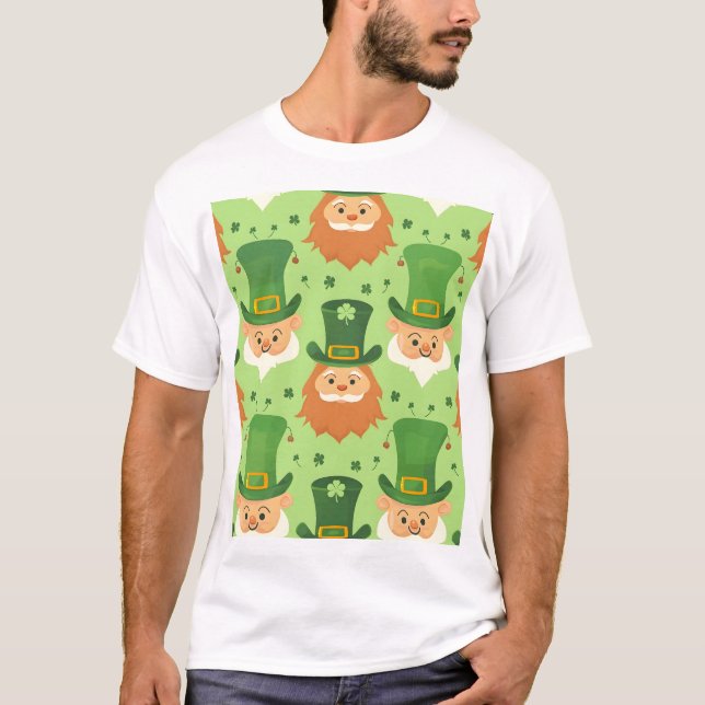 Tophat Leprechaun Muster T-Shirt (Vorderseite)