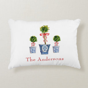 Topiar mit rotem Bogen Personalisiert Urlaub Dekokissen