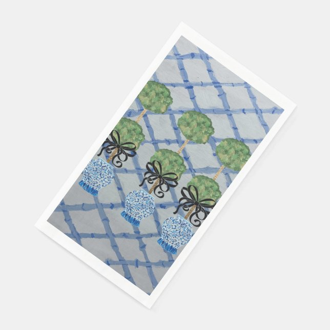 Topiary Blue Ginger Jars Guest Napkins Serviette (Ecke)