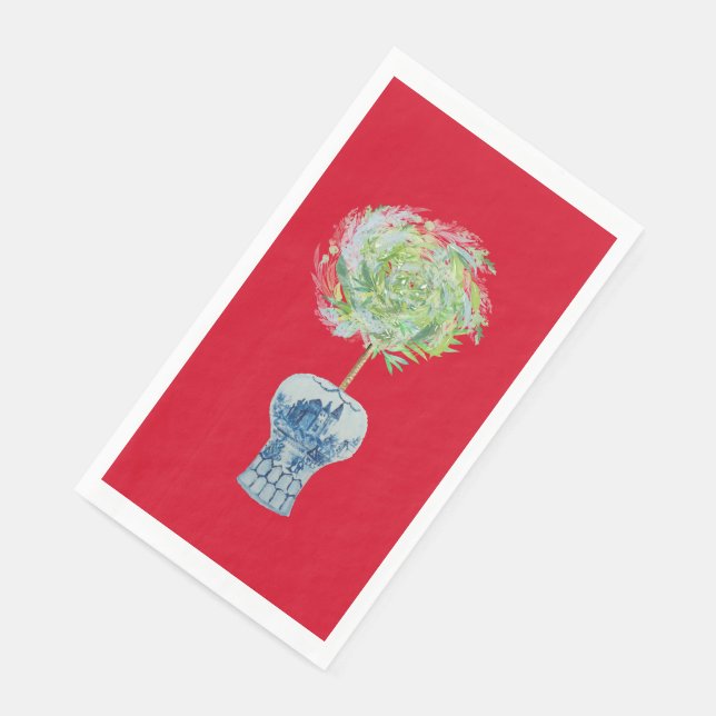 Topiary Blue White Ginger Jar Paper Handtücher Serviette (Ecke)