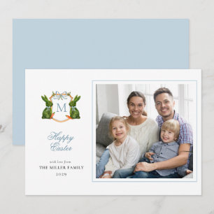 Topiary Bunny Monogram Osterfest Foto Grüße Feiertagskarte