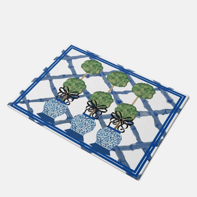 Topiary Chinoiserie Ginger Jar Jars Doormat Rug Fußmatte (Schrägansicht)