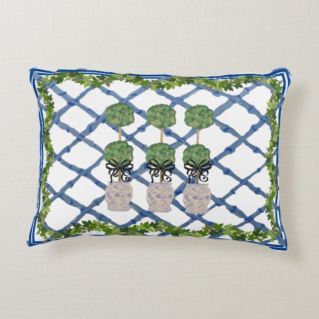 Topiary Chinoiserie Ginger Jar Jars Lumbar Dekokissen (Rückseite)