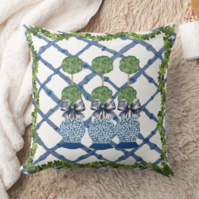 Topiary Chinoiserie Ginger Jar Jars Lumbar Kissen (Decke)
