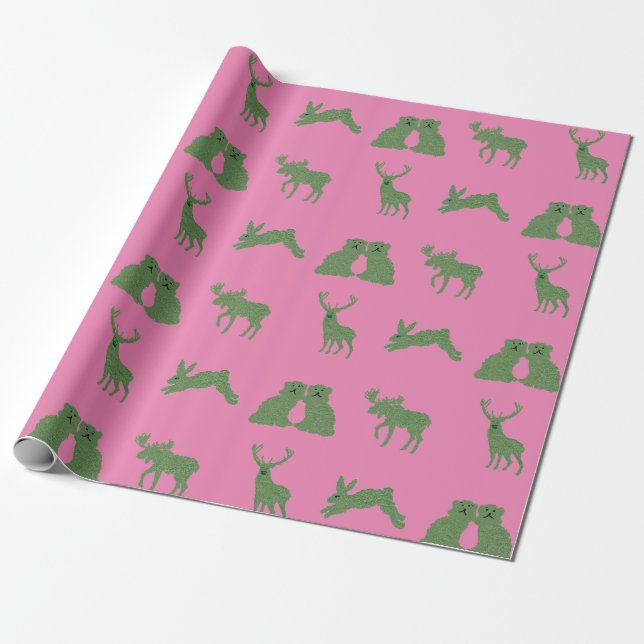 Topiary Deer Rabbit Wrapping P Geschenkpapier (Ungerollt)