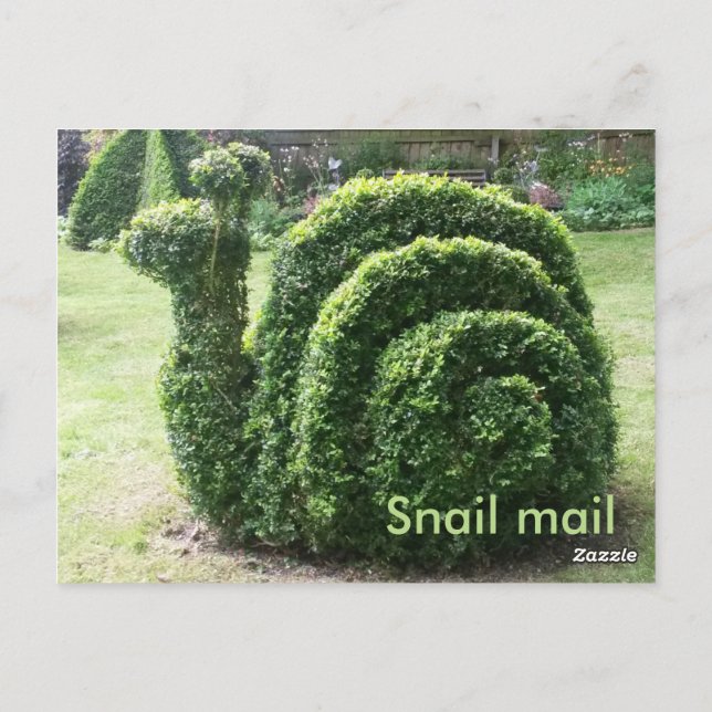 Topiary Garden Schnecke Mail niedlich Spaß grün Postkarte (Rückseite)