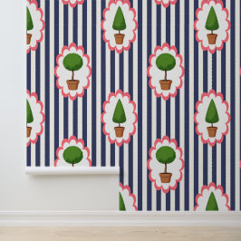 Topiary-Garten-Navy-Cabana-Streifen-Peel-&-Stick  Tapete