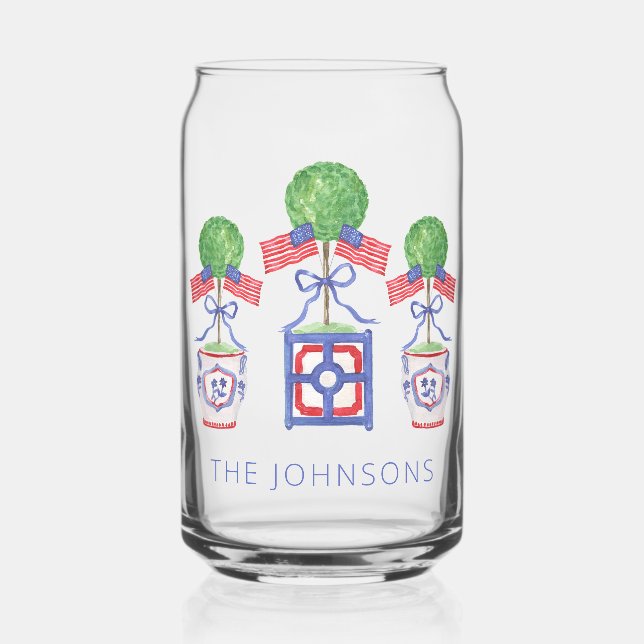 Topiary-Geschenk für Wasserfarben - Patriotische A Dosenglas (Vorderseite)