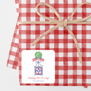 Topiary-Geschenk für Wasserfarben - Patriotische A Quadratischer Aufkleber