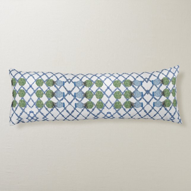 Topiary Topiaries Blue White Ginger Jars  Seitenschläferkissen (Rückseite)