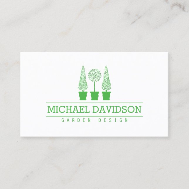 Topiary Trio Gardener Landscaping Helle Green Visitenkarte (Vorderseite)