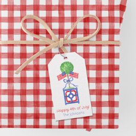 Topiary Watercolor Patriotic American Flag Geschenkanhänger