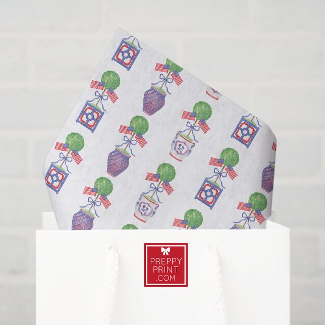 Topiary Watercolor Patriotic American Flag Seidenpapier (Von Creator hochgeladen)