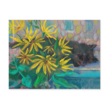 Topinambour Dreams Black Cat Gelbe Blumen Pastell