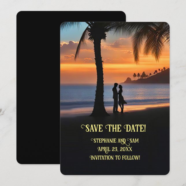 Topischer Strand Save the Date Einladung (Vorne/Hinten)