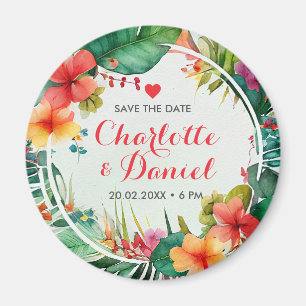 Topisches Blumenkraut   Hochzeit   SAVE THE DATE Magnet