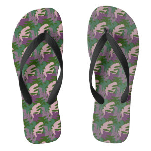 Topisches Monstera-Blatt Lila Grün Flip Flops