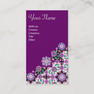 TOPKAPI, FLORALPINK GRÜNE ORIENTALE BLUME Lila Visitenkarte