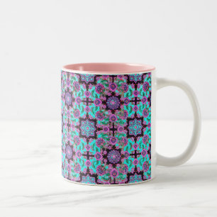 TOPKAPI, schwarz und blau, lila, grün, rosa Zweifarbige Tasse