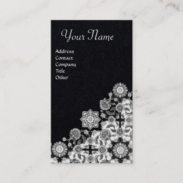 TOPKAPI, SCHWARZ-WEISSE URSPRÜNGLICHE BLUME VISITENKARTE (Vorderseite)