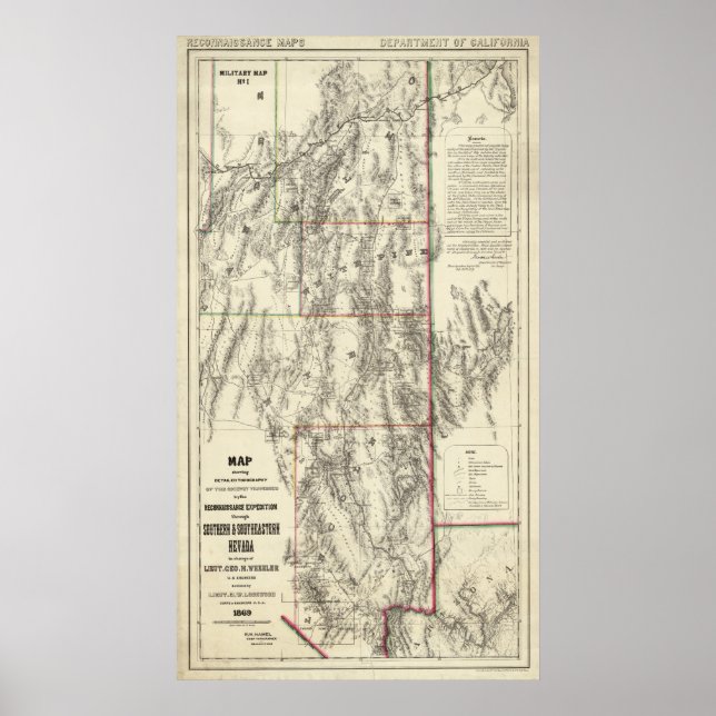 Topografie des Südens Nevada Poster (Vorne)