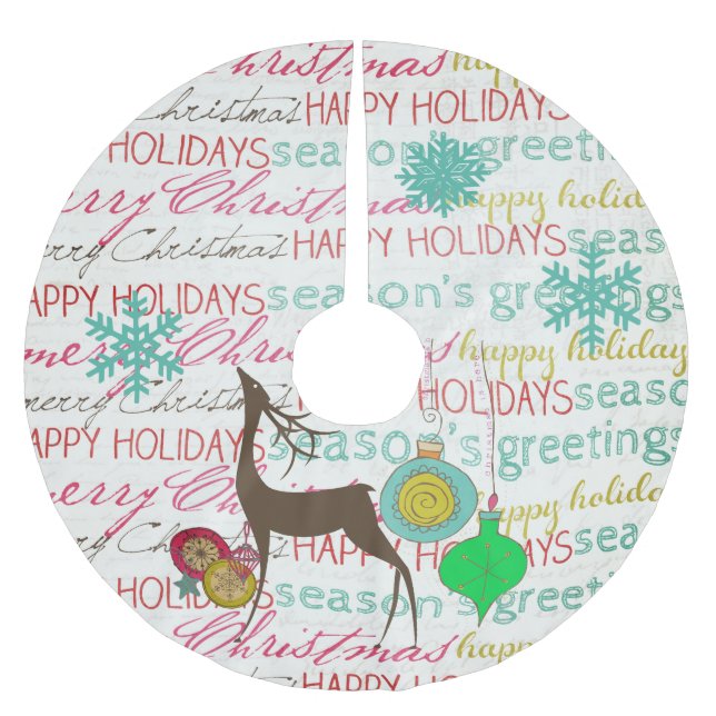 Topografie Hirschschmuck Holiday Tree Skirt Polyester Weihnachtsbaumdecke (Vorderseite)