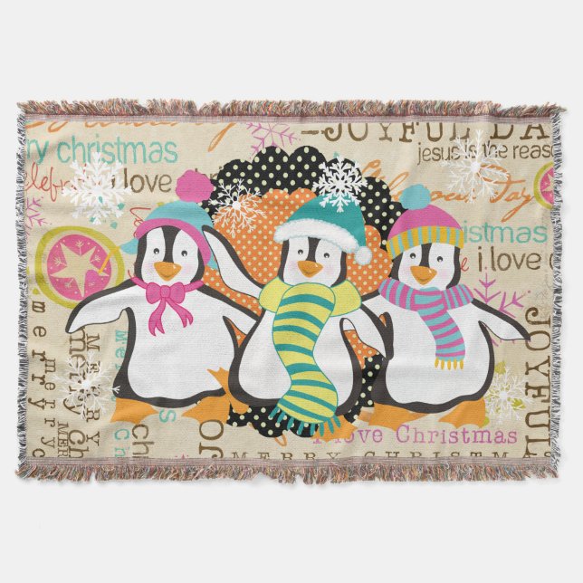 Topografie und Pinguine Holiday Throw Decke (Vorderseite)