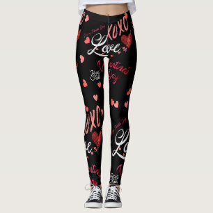 Topografie Valentinstag Hugs Kisses XOXO Print Leggings
