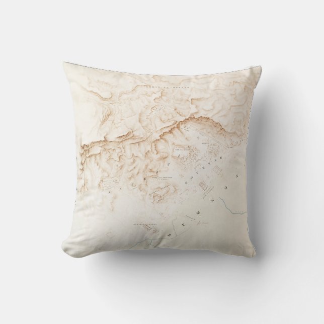 Topografische Karte der Ruinen des Posters Thebes Kissen (Vorderseite)