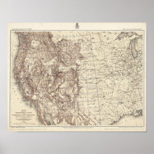 Topografische Karte des Mississippi-Flusses Poster