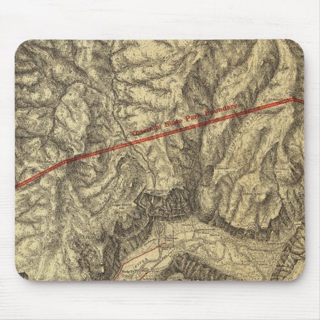 Topografische Karte des Yosemite-Tals Mousepad (Vorne)
