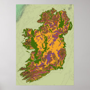 Topografische Karte Irland Poster