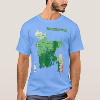 Topografische Karte von Bangladesch, Relief-Karte, T-Shirt