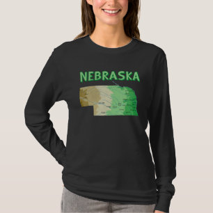Topografische Karte von Nebraska Schattierte Relie T-Shirt