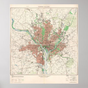 Topografische Karte von Washington, D.C. 1953 Poster
