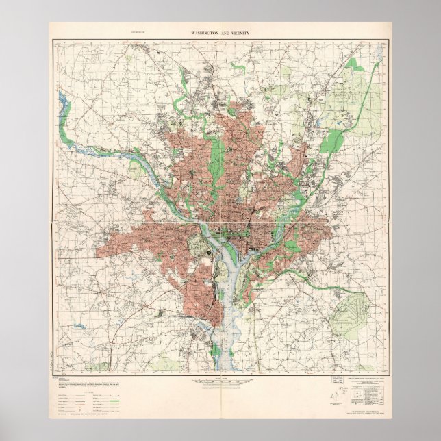 Topografische Karte von Washington, D.C. 1953 Poster (Vorne)