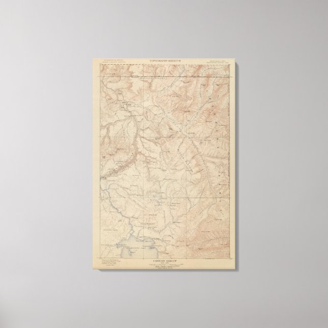 Topografische Karte, Yellowstone National Part, Wy Leinwanddruck (Vorderseite)