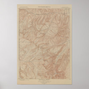 Topografische Karte, Yellowstone National Part, Wy Poster