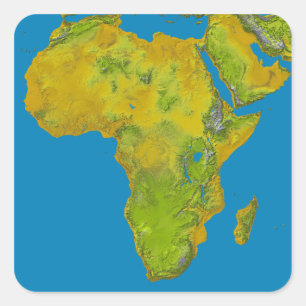Topografische Sicht Afrikas Quadratischer Aufkleber