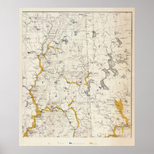 Topografische und glaziale Karte von New Hampshire Poster