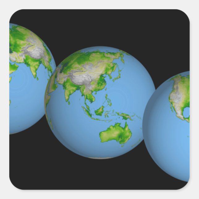 Topografische Weltanschauungen Quadratischer Aufkleber (Vorderseite)