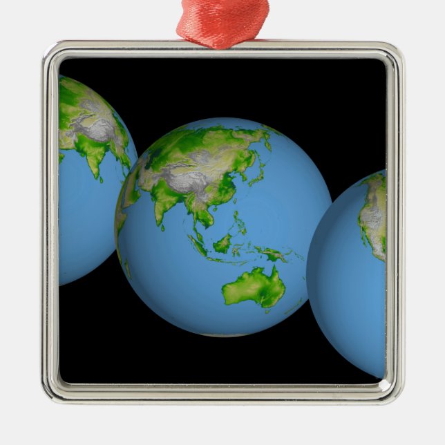 Topografische Weltanschauungen Silbernes Ornament (Vorne)