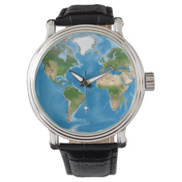 Topografische Weltkarte Erdillustration Armbanduhr