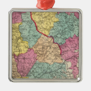 Topografischer Atlas der Landkreis 3 Silbernes Ornament