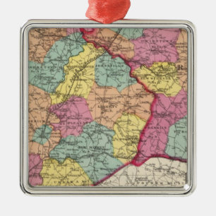 Topografischer Atlas der Maryland-Landkreis 5 Silbernes Ornament